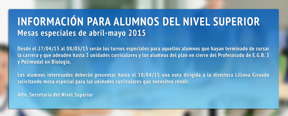 INFORMACIÓN PARA ALUMNOS DEL NIVEL SUPERIOR