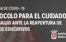 Protocolo y recomendaciones de salud ante reapertura de Centros Educativos