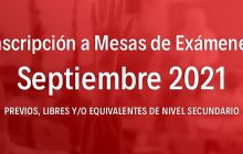 Inscripción a Mesas de Exámenes del turno Septiembre 2021